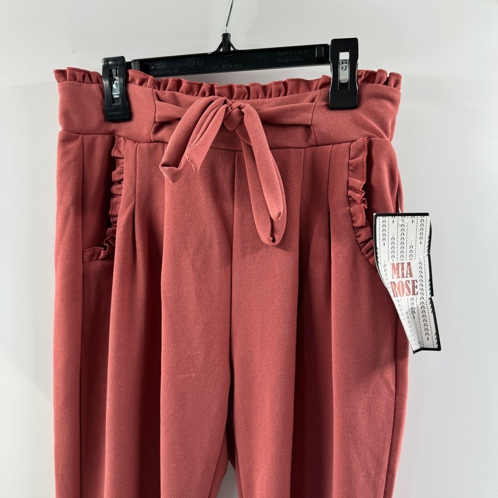 Mia Rose Rosy Pink Paperbag Tie Pants | Women’s Size Small | NWT - Picture 3 of 9
